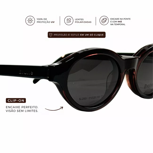 Clip-On Evolve Oval Marrom Luxo