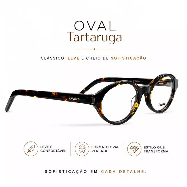 Clip-On Evolve Oval Tartaruga Luxo