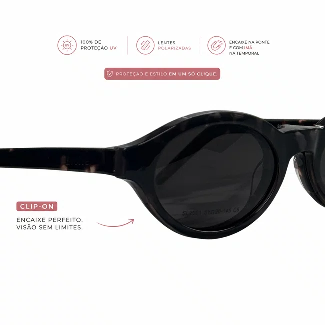 Clip-On Evolve Oval Tartaruga Rosê Luxo