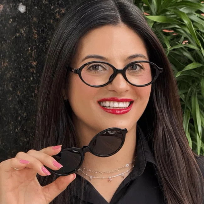 Óculos Clip-On Feminino Oval Evolve Retrô Preto