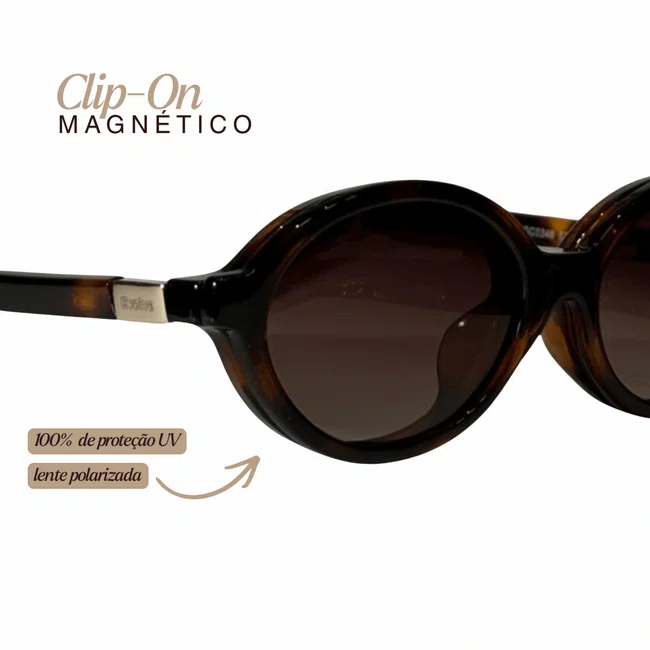 Óculos Clip-On Feminino Oval Evolve Retrô Tartaruga