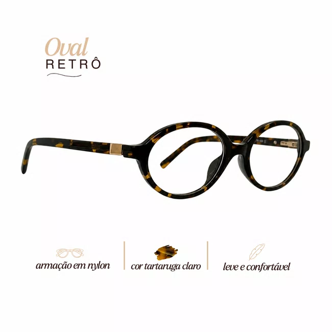 Óculos Clip-On Feminino Oval Evolve Retrô Tartaruga Claro