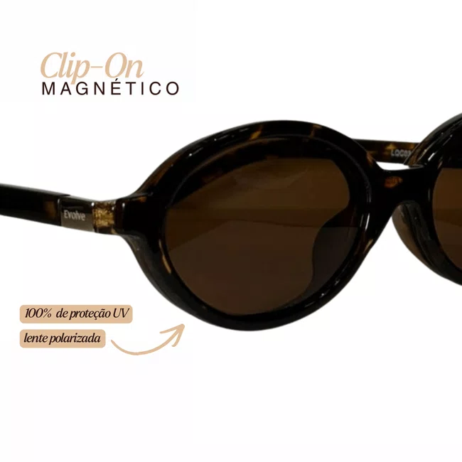 Óculos Clip-On Feminino Oval Evolve Retrô Tartaruga Claro