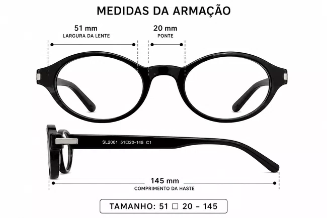 Óculos de Grau 2 em 1 com Clip-On Solar Evolve – Oval Preto Luxo