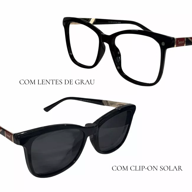 Óculos de Grau Clip-On Evolve Quadrado Preto
