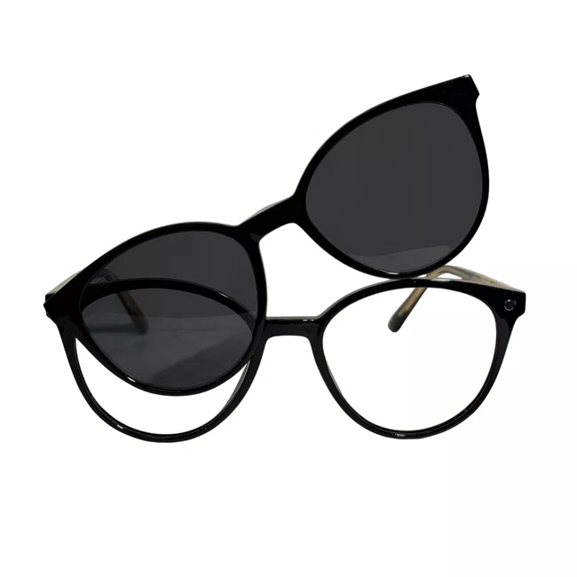 Óculos de Grau Clip-On Evolve Redondo Preto