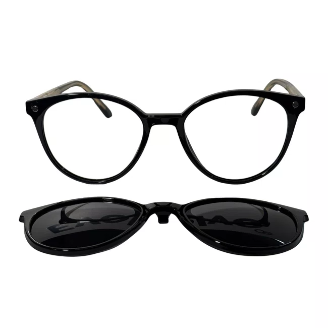 Óculos de Grau Clip-On Evolve Redondo Preto