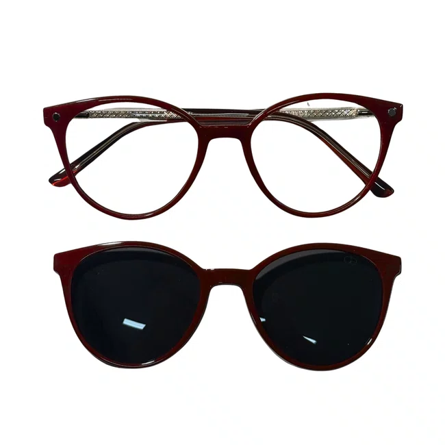 Óculos de Grau Clip-On Evolve Redondo Vermelho