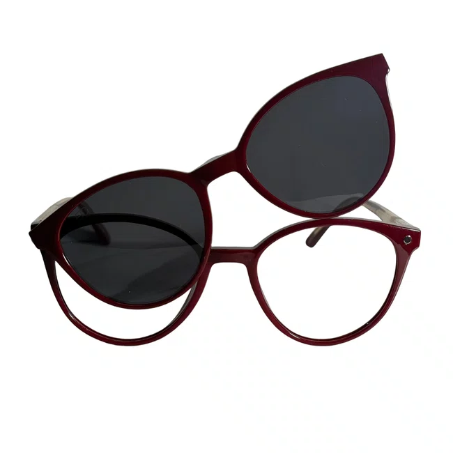Óculos de Grau Clip-On Evolve Redondo Vermelho