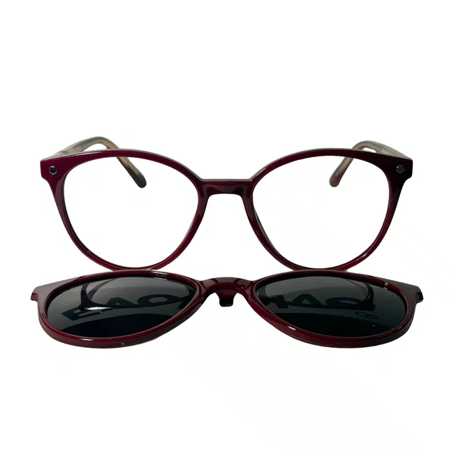 Óculos de Grau Clip-On Evolve Redondo Vermelho