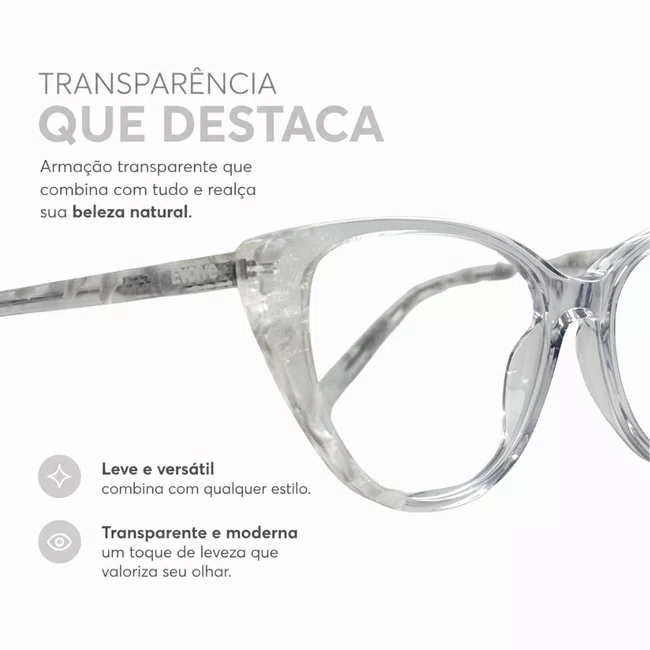 Óculos de Grau Evolve Gatinho Cristal Transparente