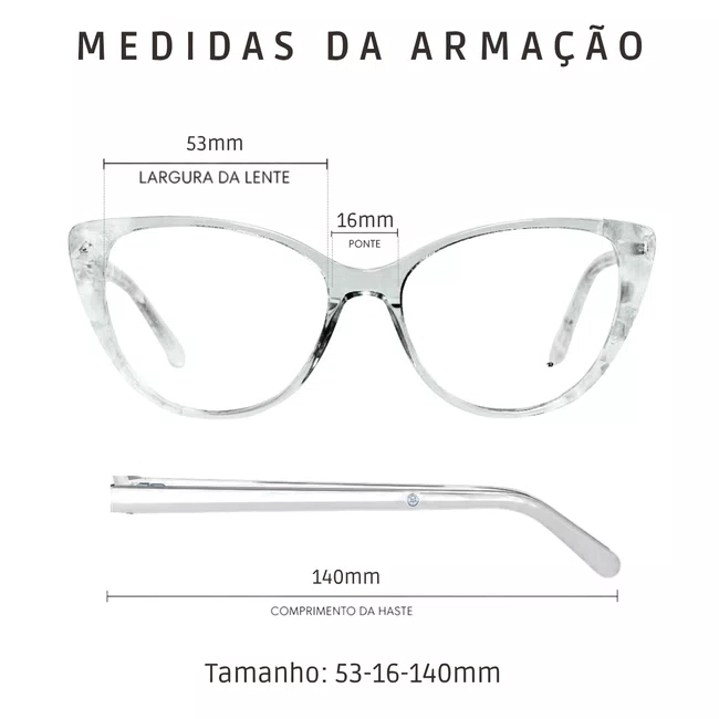Óculos de Grau Evolve Gatinho Cristal Transparente