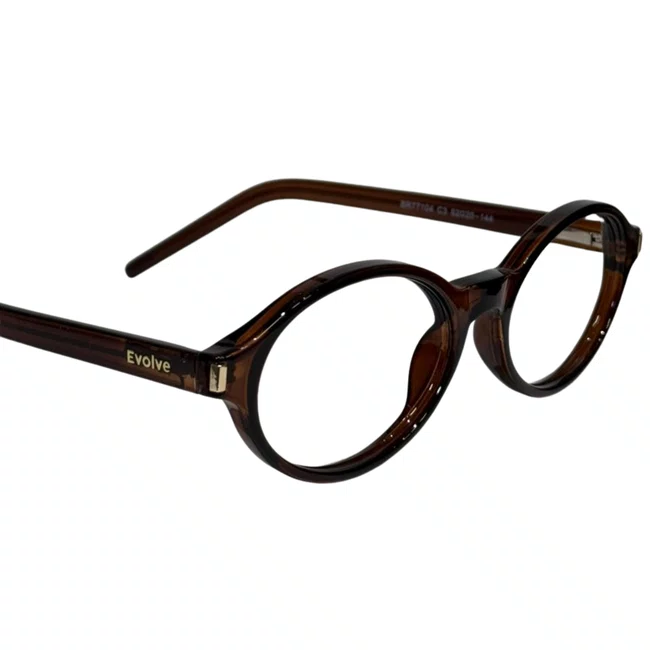 Óculos de grau Evolve, modelo Oval Marrom Tendência