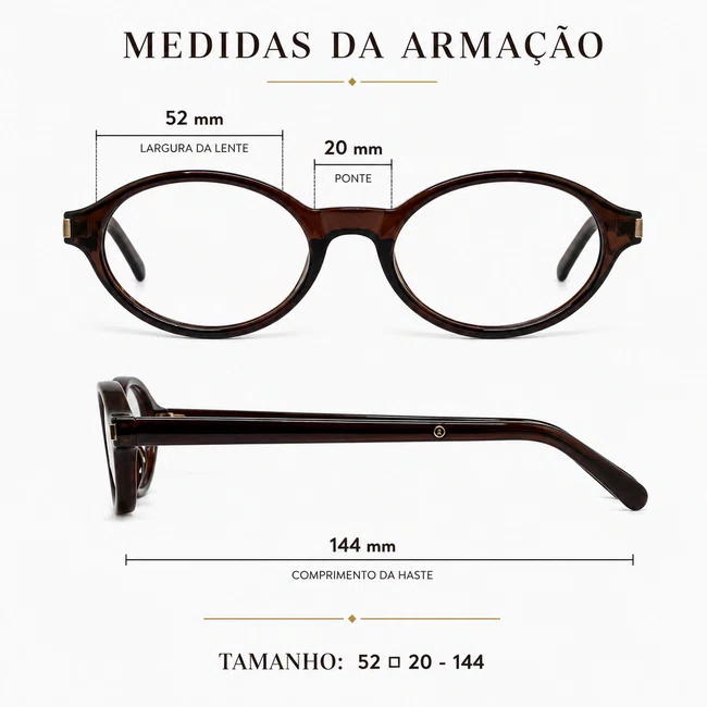 Óculos de grau Evolve, modelo Oval Marrom Tendência
