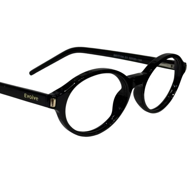 Óculos de grau Evolve, modelo Oval Preto Tendência