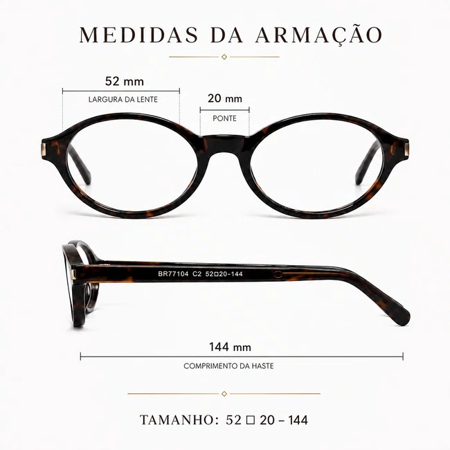Óculos de grau Evolve, modelo Oval Tartaruga Tendência