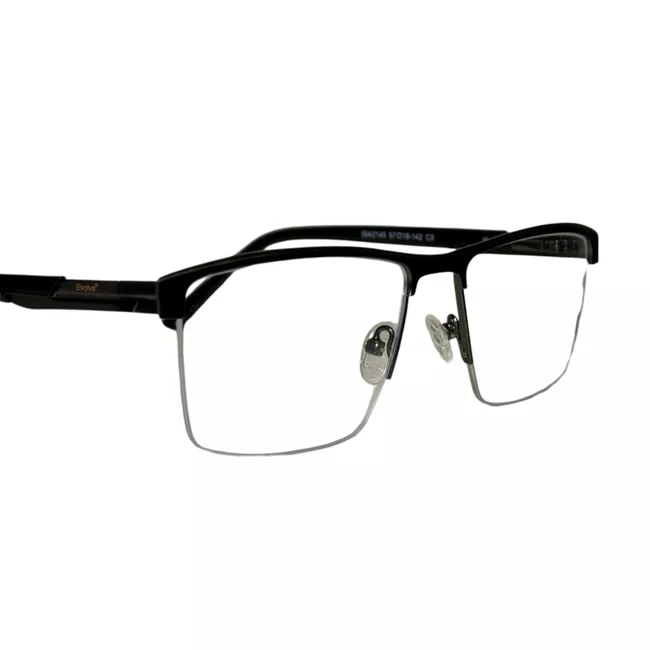 Óculos de grau Evolve, modelo quadrado Metal em Grafite