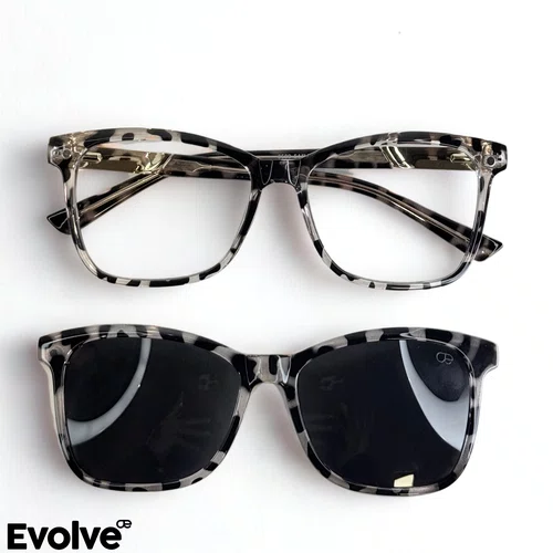 Óculos de grau feminino clip on, modelo 2 em 1 Demi Tartaruga