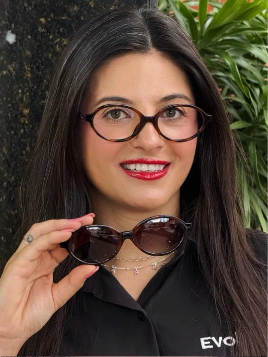 Óculos de grau feminino clip-on Evolve, modelo 2 em 1 em Tartarugado