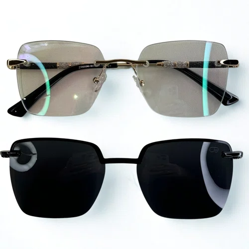 Óculos de grau feminino clip-on, modelo 2 em 1 Balgriff em Dourado