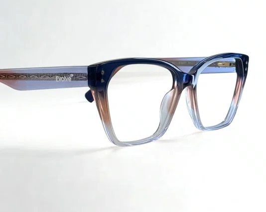 Óculos de Grau Feminino Clip-on Modelo 2 em 1 em Azul Degradê