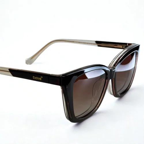 Óculos de grau feminino clip-on, modelo 2 em 1 em Marrom