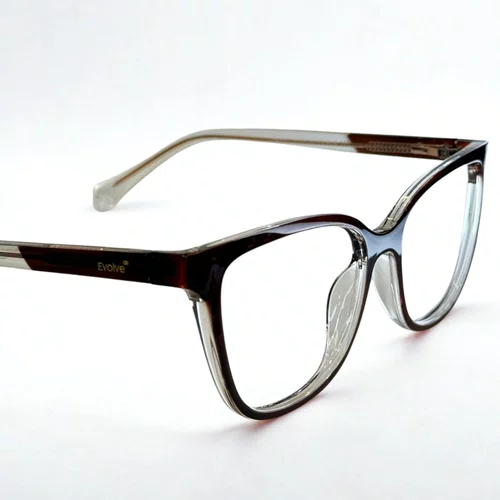 Óculos de grau feminino clip-on, modelo 2 em 1 em Marrom