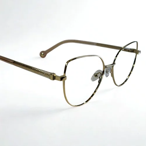 Óculos de grau feminino clip-on, modelo 2 em 1 em Metal Dourado