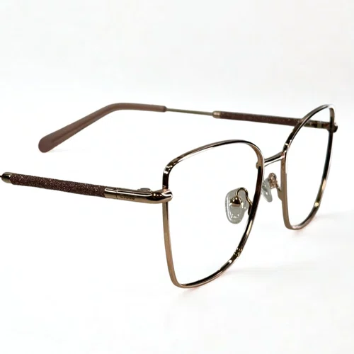 Óculos de grau feminino clip-on, modelo 2 em 1 em Metal Dourado
