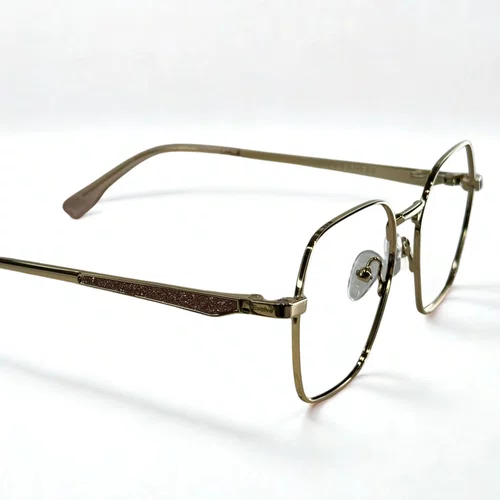 Óculos de grau feminino clip-on, modelo 2 em 1 em Metal Dourado