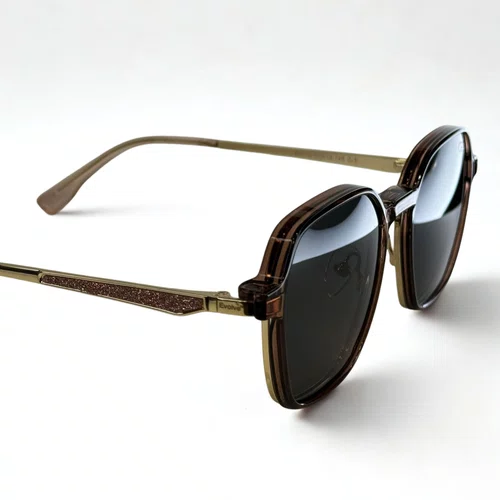 Óculos de grau feminino clip-on, modelo 2 em 1 em Metal Dourado