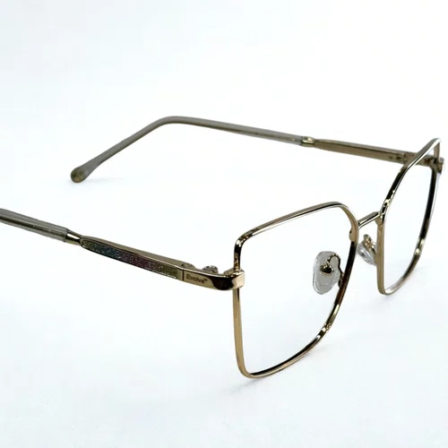Óculos de grau feminino clip-on, modelo 2 em 1 em metal em Dourado