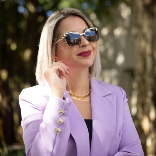 Óculos de grau feminino clip-on, modelo 2 em 1 em metal em Dourado