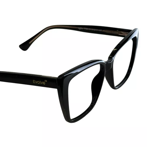Óculos de grau feminino clip-on, modelo 2 em 1 em Preto