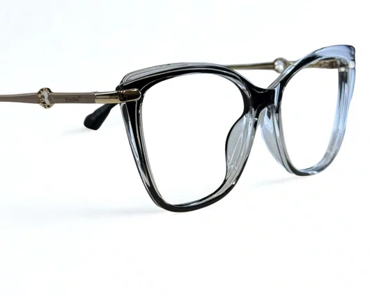Óculos de Grau Feminino Clip-on Modelo 2 em 1 em Preto com Transparência