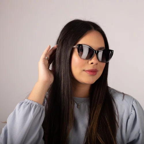 Óculos de grau feminino clip-on, modelo 2 em 1 em Preto Degradê