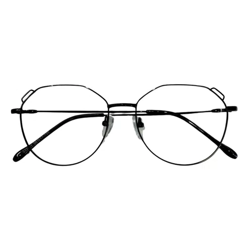 Óculos de grau feminino, modelo hexagonal metal em Preto