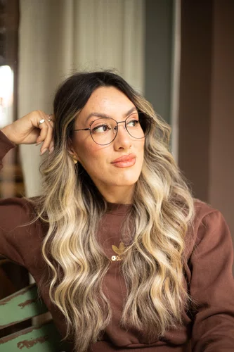 Óculos de grau feminino, modelo hexagonal metal em Preto