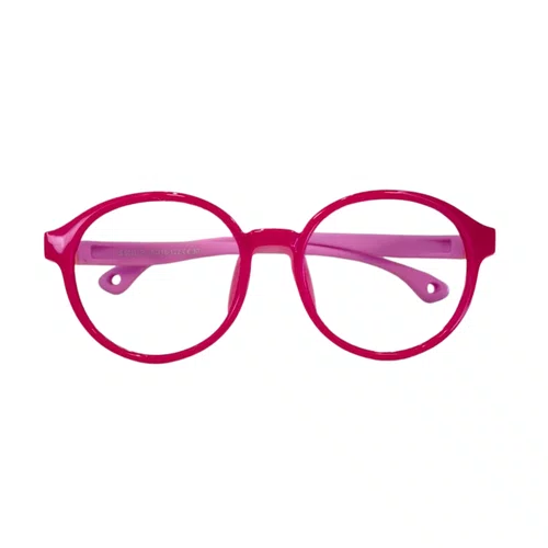 Óculos de grau infantil, modelo redondo em Rosa Claro