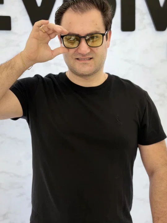 Óculos de grau masculino clip-on Evolve, modelo 2 em 1 em Preto