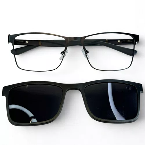 Óculos de Grau Masculino Clip-on Modelo 2 em 1 em Verde