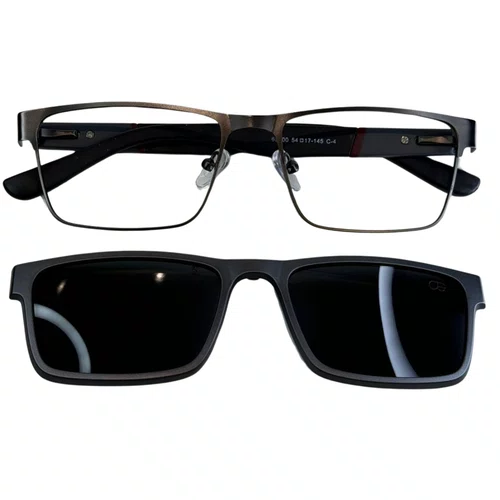 Óculos de grau masculino clip-on, modelo 2 em 1 metal em Cinza