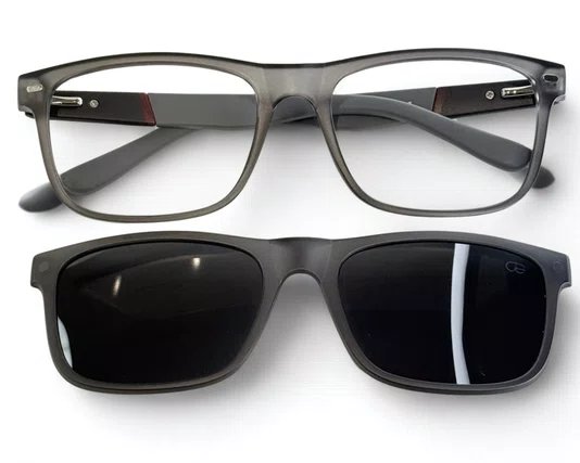 Óculos de Grau Masculino Clip-on Modelo 2 em Cinza