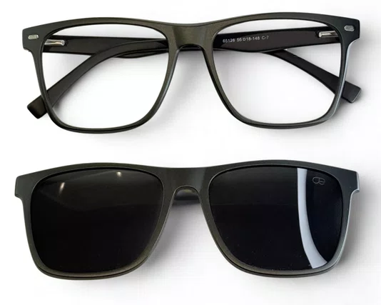 Óculos de Grau Masculino Clip-on Modelo 2 em Verde Metalizado