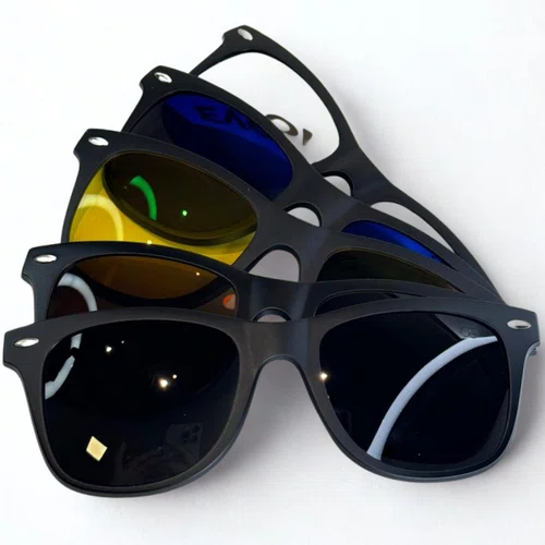 Óculos de Grau Masculino Clip-on Modelo  6 em 1 em Preto