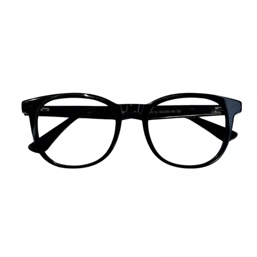 Óculos de grau masculino modelo redondo em Preto com detalhe em branco