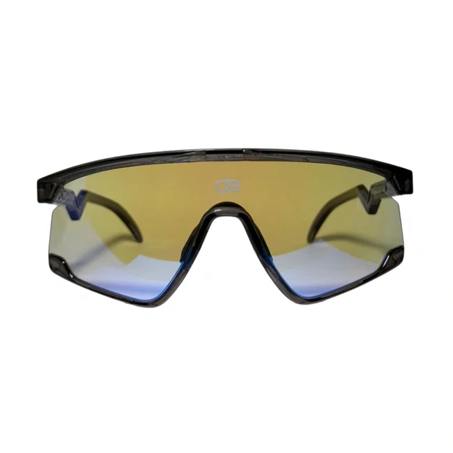 Óculos de sol Evolve, modelo esportivo em Cinza com Lente Azul Espelhada