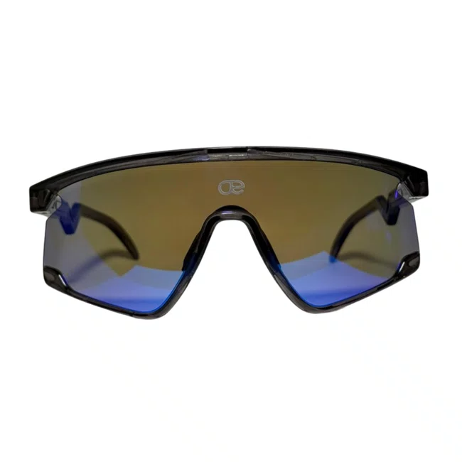 Óculos de sol Evolve, modelo esportivo em Cinza com Lente Azul Espelhada
