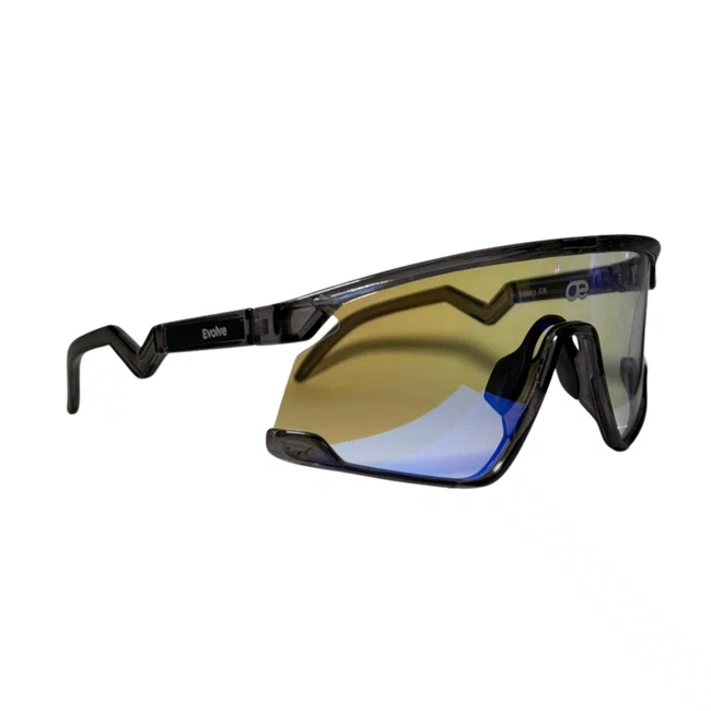 Óculos de sol Evolve, modelo esportivo em Cinza com Lente Azul Espelhada