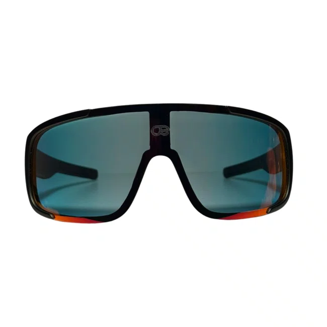 Óculos de sol Evolve, modelo esportivo em Preto com Lente Laranja Espelhada